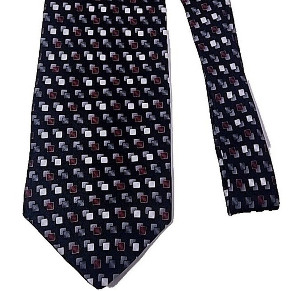 All Silk Necktie Blue Abstract 60" Made in USA Alexander‎ Lloyd